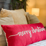 Cotton Lumbar Pillow, "Merry Christmas" | 36 x 14"