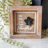 5” Thankful/Leaf Sign