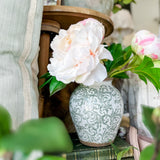 Green Scroll Ceramic Vase