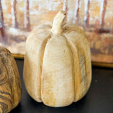 7" Carved Mango Wood Pumpkin