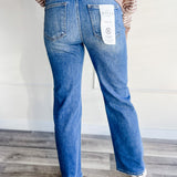 Risen Medium Wash Distressed Straight Denim