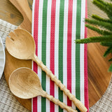 Ribbon Green Red Tea Towel