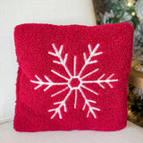 10" Snowflake Red Teddy Fur Pillow