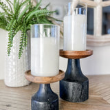 4” Black/Wood Candlestick