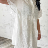 Sweet Eyelet Button Front Dress