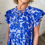 Floral Ruffle Sleeve Tiered Mini Dress