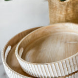 Ribbed Wood Tray | 10" x 9.75" x 2"