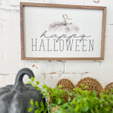 16 x 10" Happy Halloween White Pumpkin White