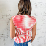 Sunset Stripe Button Front Knit Top