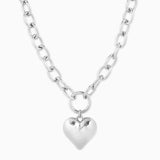 Puffy Heart Chunky Oval Chain Necklace