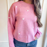 3D Heart Brushed Sweater