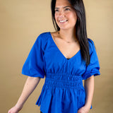 Bright Days Smocked Peplum Top