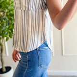 Easy Stripe Button Front Top