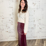 Pull-On Velvet Maxi Skirt