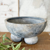 Grey Footed Ceramic Bowl | 11” x 6”