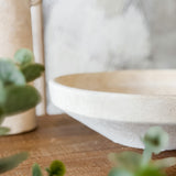Ceramic White Wash Bowl | 12" x 4"
