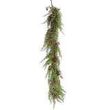 60" Cypress Pine with Dark Red Iced Berry Garland