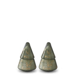 5" Green Glass Filled Christmas Tree Candles with Etched