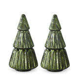 9" Green Mirrored Glass Filled Accordion Christmas Tree