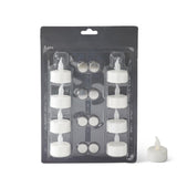 Set Of 8 White Flocked Tealight Candles with Timers