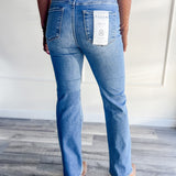 Risen Distressed Straight Leg Denim