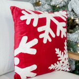 16" Red Snowflake Pillow