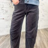 Dark Grey Corduroy Barrel Jeans
