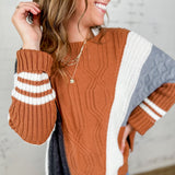 Colorblock Cableknit Sweater