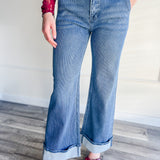 Risen Pinstripe Wide Leg Denim