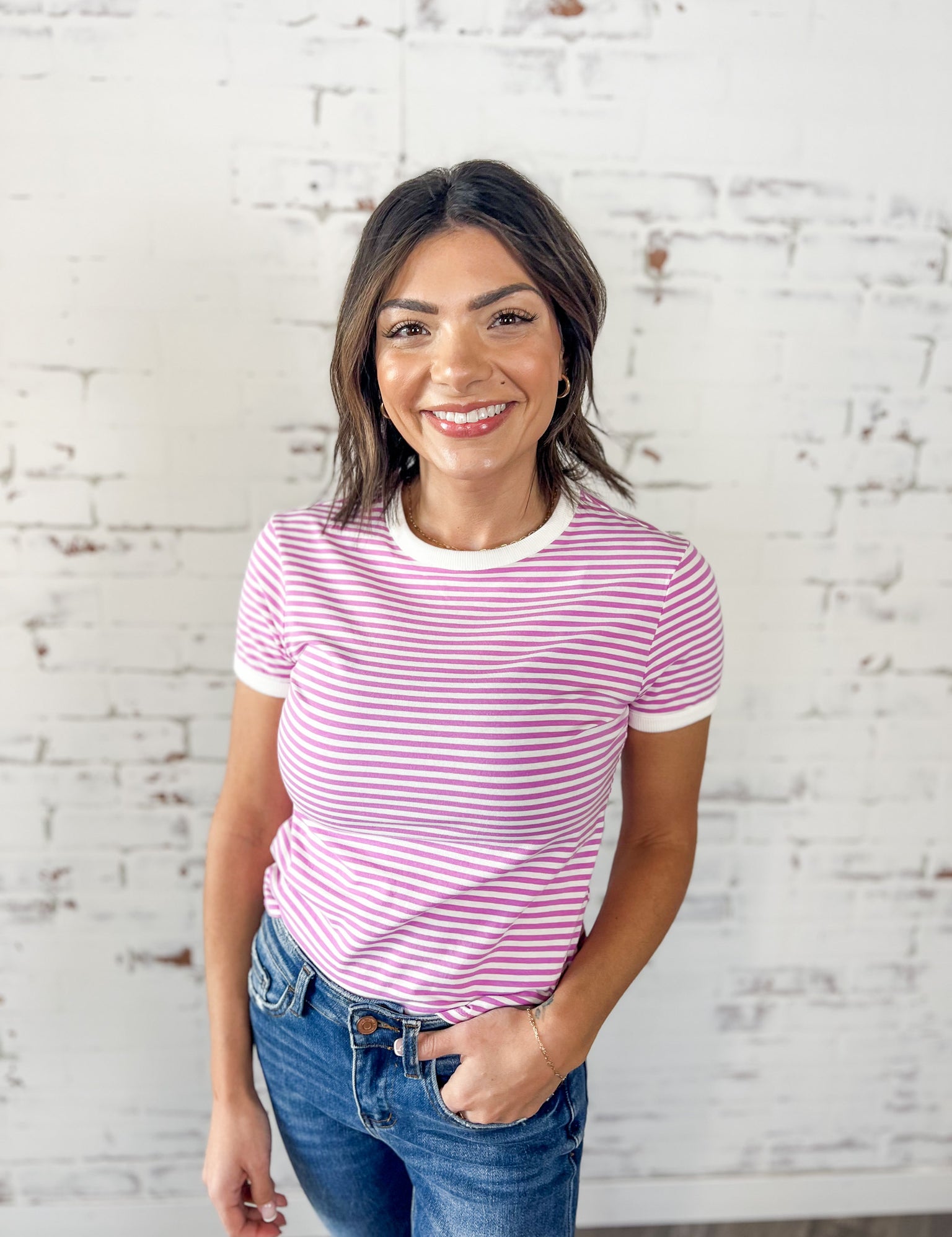 Everyday Stripe Crew Neck Tee