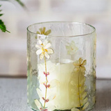 5" Pressed Flower Glass Candle Jar
