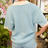 Light Chambray Waffle Knit Shorts