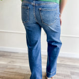 Mid Rise Drawstring Wide Leg Jeans