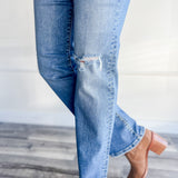 Risen Distressed Straight Leg Denim
