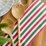 Ribbon Green Red Tea Towel