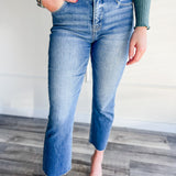 Risen Cropped Straight Denim