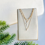 Layered Pearl Cross Necklace