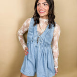 Sweet on Denim Pintuck Romper