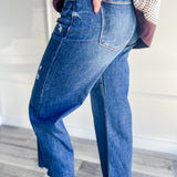 Risen Distressed Cropped Flare Denim