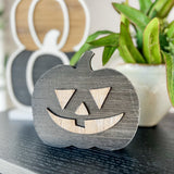 4.5” Black/wood 3D Jack-O-Lantern