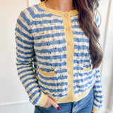 Wavy Stripe Contrast Knit Sweater