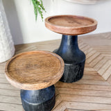 4” Black/Wood Candlestick