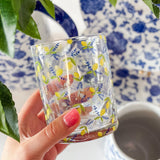 Glass Juice Cup Lemon Print