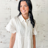Sweet Eyelet Button Front Dress