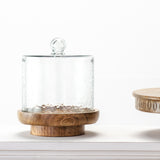 8"Glass Cloche with Wood Base