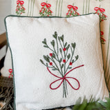 10" Embroidered Mistletoe Pillow