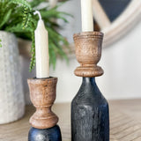 8”  Black/Wood Taper Candlestick