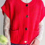 Chunky Button Front Sweater Vest