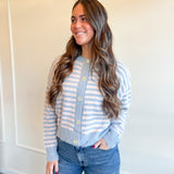 Cloud Nine Stripe Button Cardigan