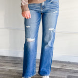 Risen Medium Wash Distressed Straight Denim